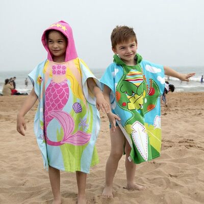 kopen Comfortabele Microfiber Poncho Handdoek Kinderen En Kinderen Microfiber Beach Poncho online vervaardiging