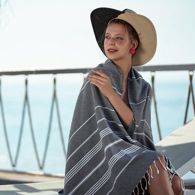 comprar Toalla de playa de algodón Hammam Ahorro de espacio Amigable a la piel Altamente absorbente Fabricación en línea