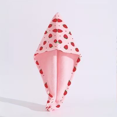 comprar Toalla para el cabello de fibra ultra fina con estampado de fresas – Linda, de secado rápido y súper absorbente Fabricación en línea