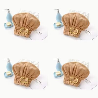comprar Gorro de secado de cabello de forro polar coral de tamaño personalizable con borde elástico seguro - Toalla de microfibra súper absorbente, suave y de secado rápido Fabricación en línea