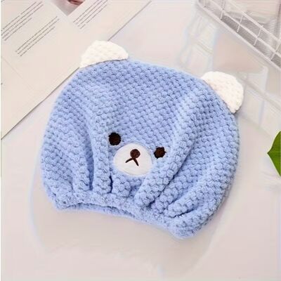 comprar Touca de secagem de cabelo super absorvente de velo coral com design de urso fofo e ajuste elástico para uso confortável Fabricação em linha