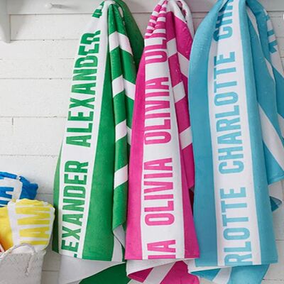 Buy Custom Family Name Beach Towel with Premium Embroidered Reactive Printing for Personalized Luxury online manufacture