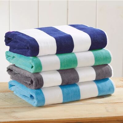 Buy High-GSM Striped Travel Beach Towel with Reversible Velour and Terry for Premium Absorbency online manufacture