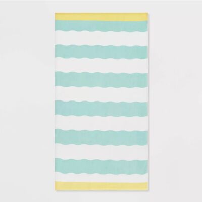 kopen Wavy Stripe Strand Handdoek met Velour en Reactief Printen voor Stijlvol Gebruik Bij Het Zwembad online vervaardiging