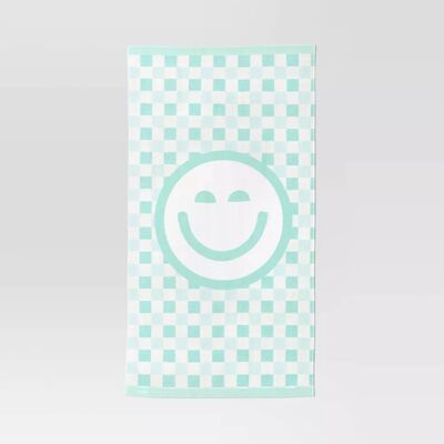 comprar Toalla de playa suave y absorbente con sonrisa alegre diseño a cuadros para piscina y viajes Fabricación en línea