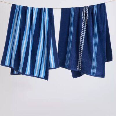 kaufen Designer Strandtuch für zwei Personen - Ultraweiches Baumwollvelours-Gemeinschafts-Handtuch mit passenden Druck- und Streifenmustern in der Größe 30