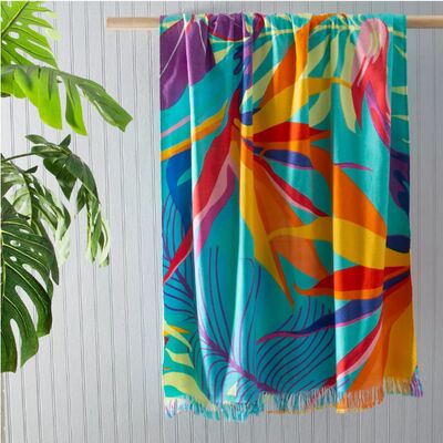 Mua Tropicana Heritage Bàn khăn bãi biển với ấn tượng nhiệt đới bị chặn bằng tay trên bông 100% cao cấp để làm khô nhanh sản xuất trực tuyến