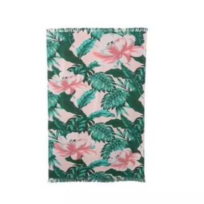 comprar Toalla de playa con estampados de acuarela de flora tropical en algodón 100% ultra suave con dimensiones extragrandes de 90x180cm Fabricación en línea