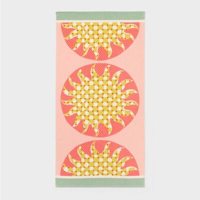 comprare Telo mare Sun Face con design Amichevole del Sole che Ammicca, realizzato in 100% cotone e disponibile in misure personalizzabili fabbricazione online