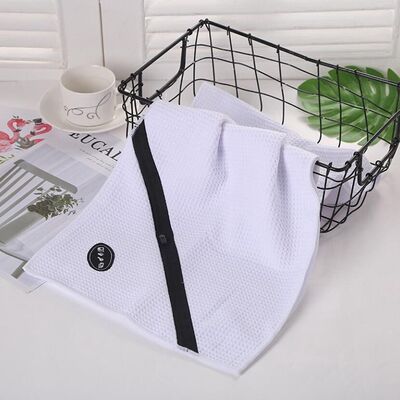 Microfiber Waffle Fabric Custom Golf Towels Space Saving With Zip Pocket