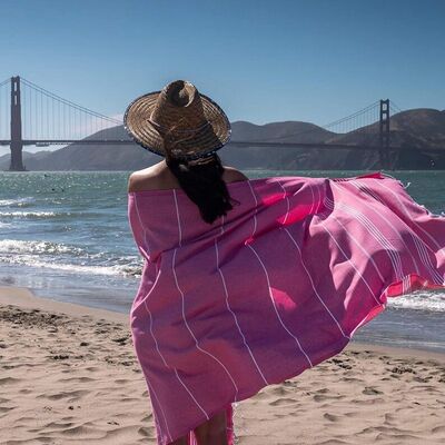 Custom 100 % Cotton Beach Towel With Tassels Soft Touch Antibacterial Washable