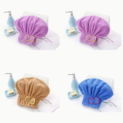 Quick-Dry Ultra Soft Gentle Microfiber Hair Towel Wrap with Cute Bow Design