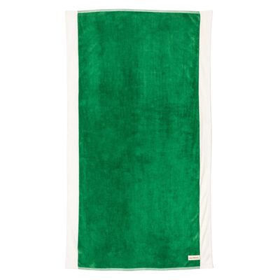Luxury Resort Beach Towel with Green Stripes - Oversized 600gsm Premium Cotton Towel for Five-Star Experience