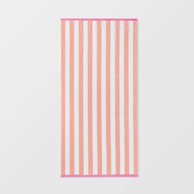 XL-Größe rosa gestreiftes Strandhandtuch - 100% Baumwolle überdimensioniertes Badetuch für Küstenluxus